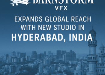 “Barnstorm VFX studio opening signage in Hyderabad—timeline and global impact visual”